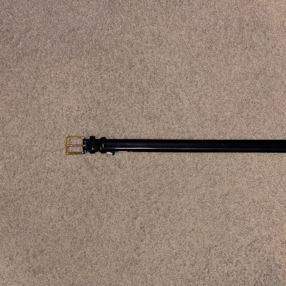 Brand New Cole Haan Black Leather Belt with Gold Buckle